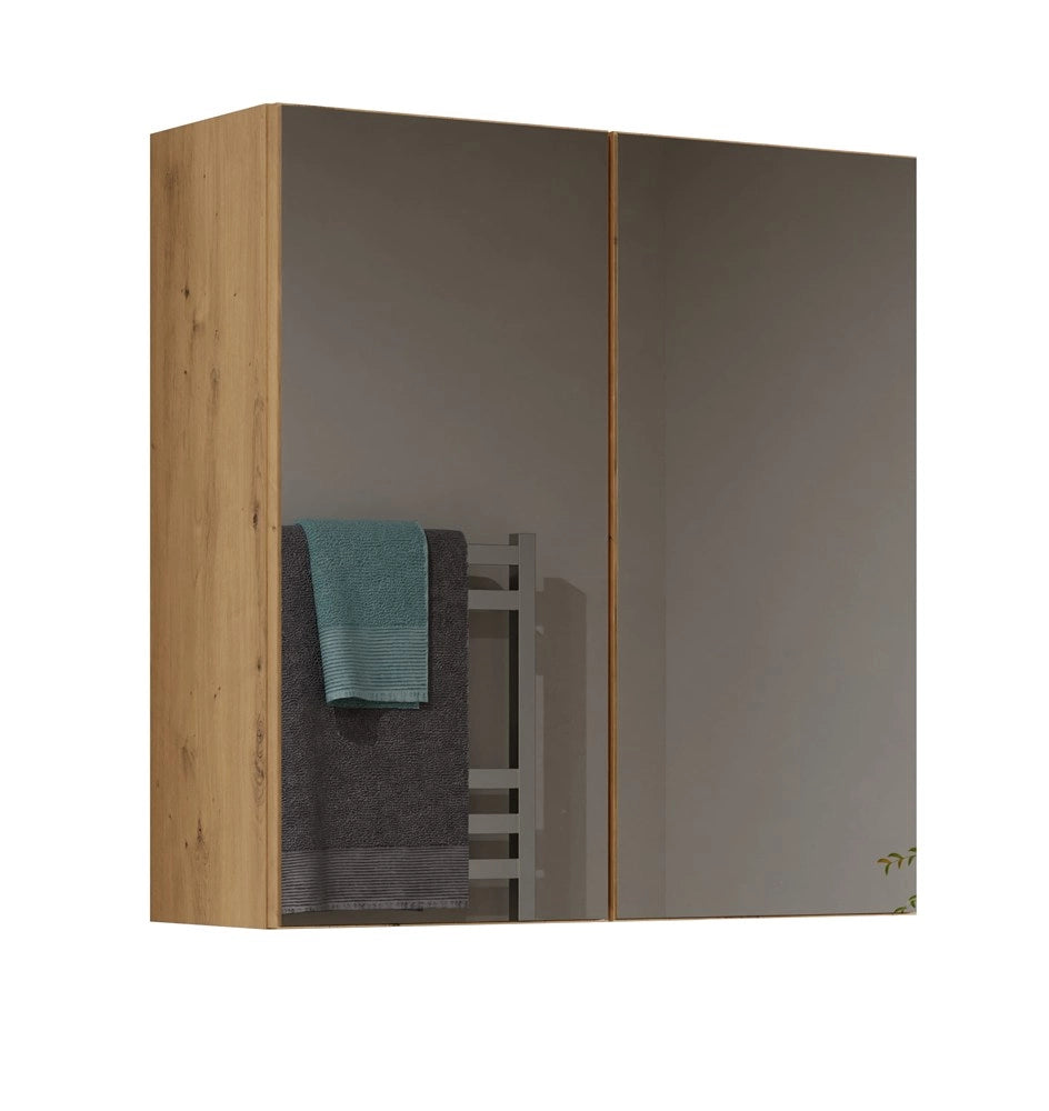 Mobile bagno sospeso con specchio sopra lavabo POLA 2dl 2 ante rovere artisan
