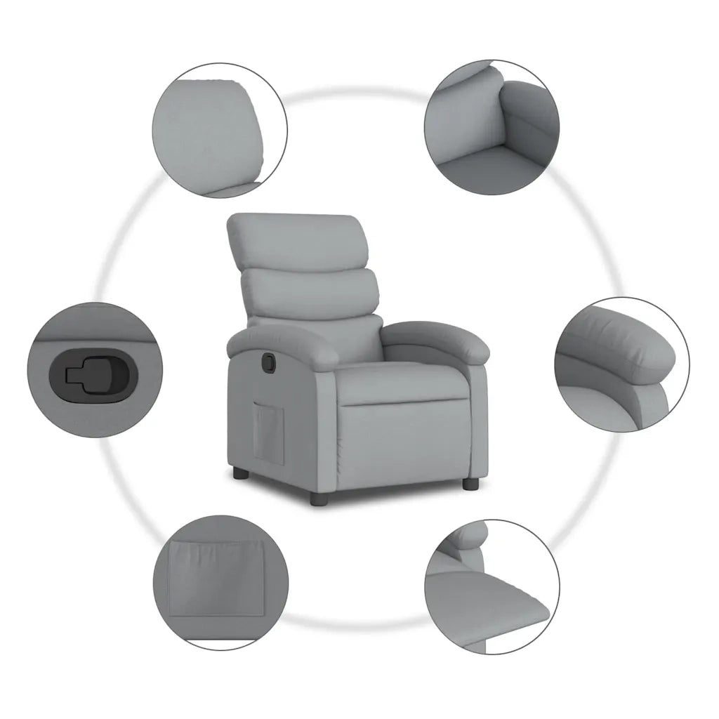 Divano Sedia-Poltrona Reclinabile in Tessuto Grigio Chiaro 294121