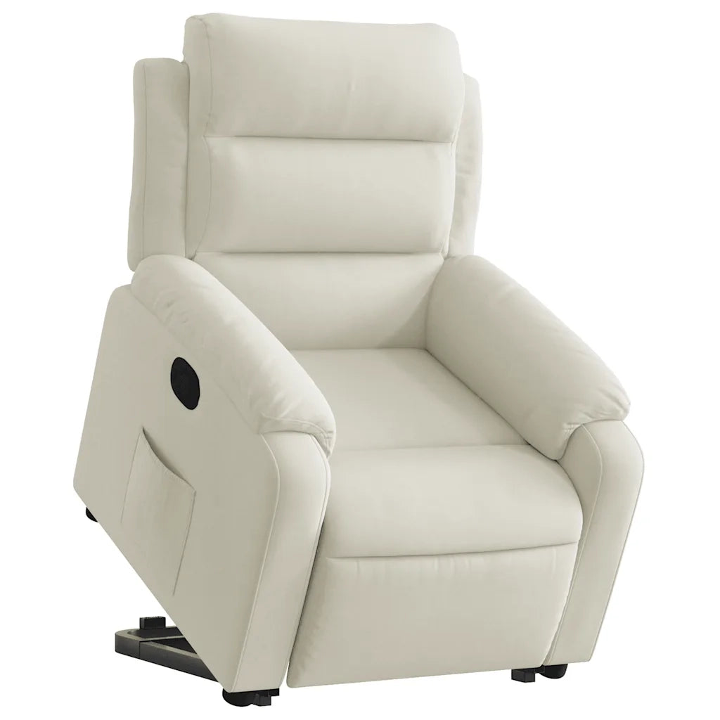 Poltrona Alzapersona Reclinabile Crema in Velluto 3205101