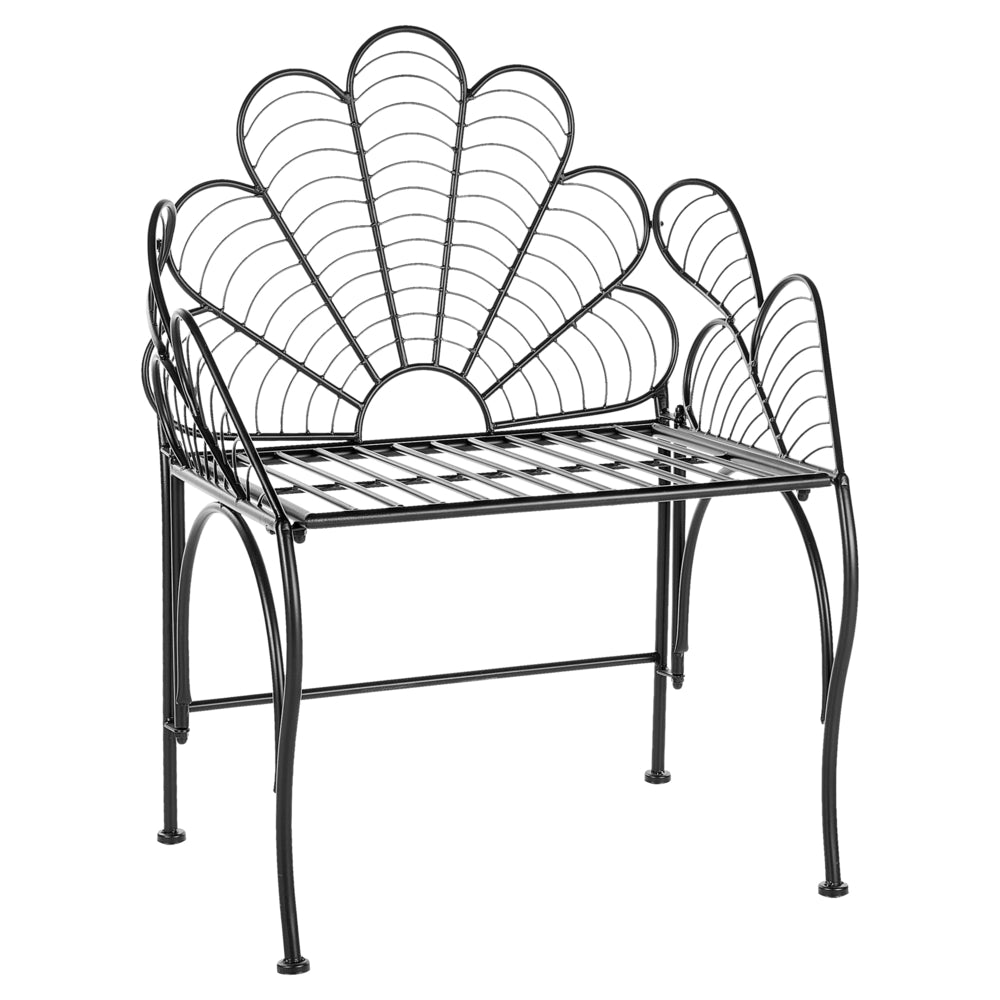 Sedia da giardino in metallo nero con braccioli per esterni in stile retrò vintage