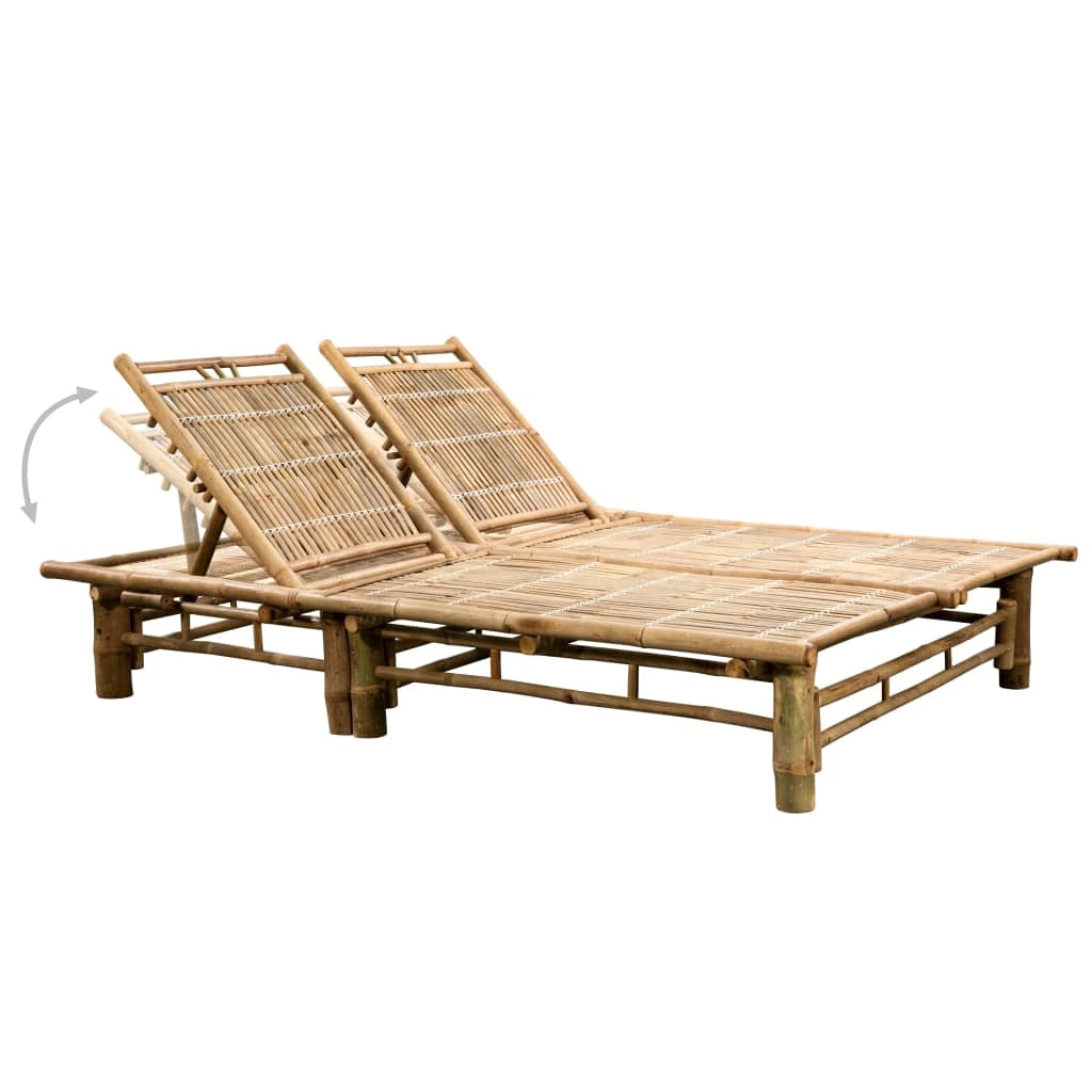 Lettino prendisole sedia a sdraio lettino prendisole letto da giardino mobili da esterno per patio per 2 persone con cuscini in bambù 02_0012901