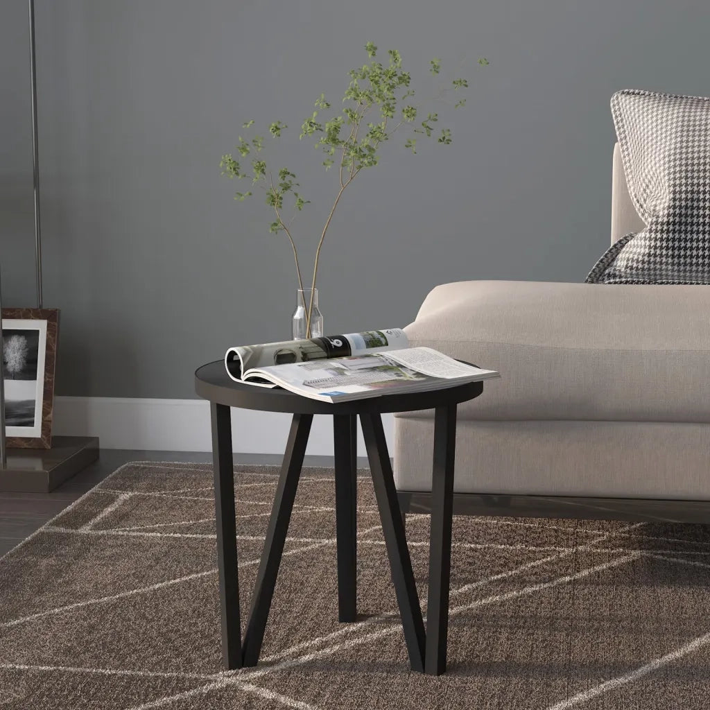 Tavolino Nero Ã˜35 cm in MDF cod mxl 66627