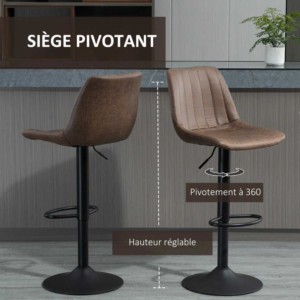 Sgabelli da Bar Vintage 2 Pezzi ¨C zephmum ¨C Regolabili Girevoli con Poggiapiedi Marrone