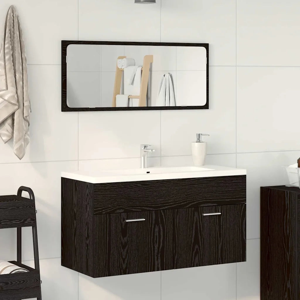 Set di mobili per il bagno 2 pcs Rovere Nero Legno multistrato 863138