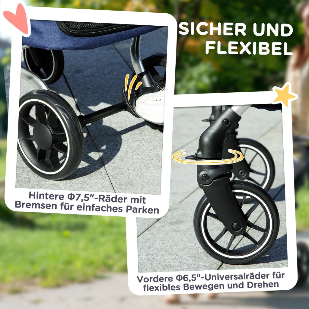 Carrello Trasporto Cane ¨C zephmum ¨C Pieghevole Blu Scuro