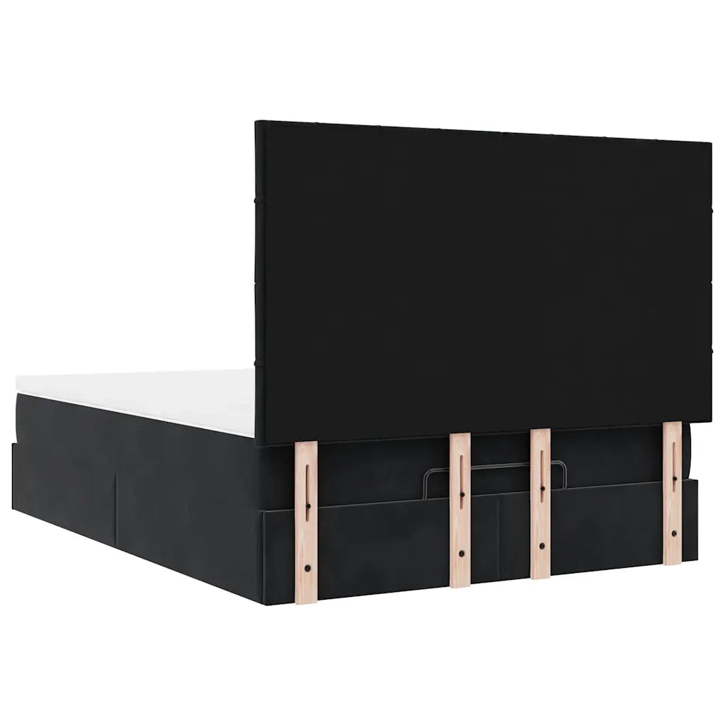 Struttura Letto Pouf con Materassi Nero 140x200 cm in Velluto 3313477