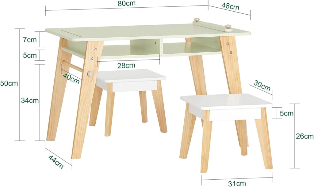 Tavolo per bambini con 2 sedie Set mobili per bambini Tavolo da dipingere per bambini Verde KMB92-GR