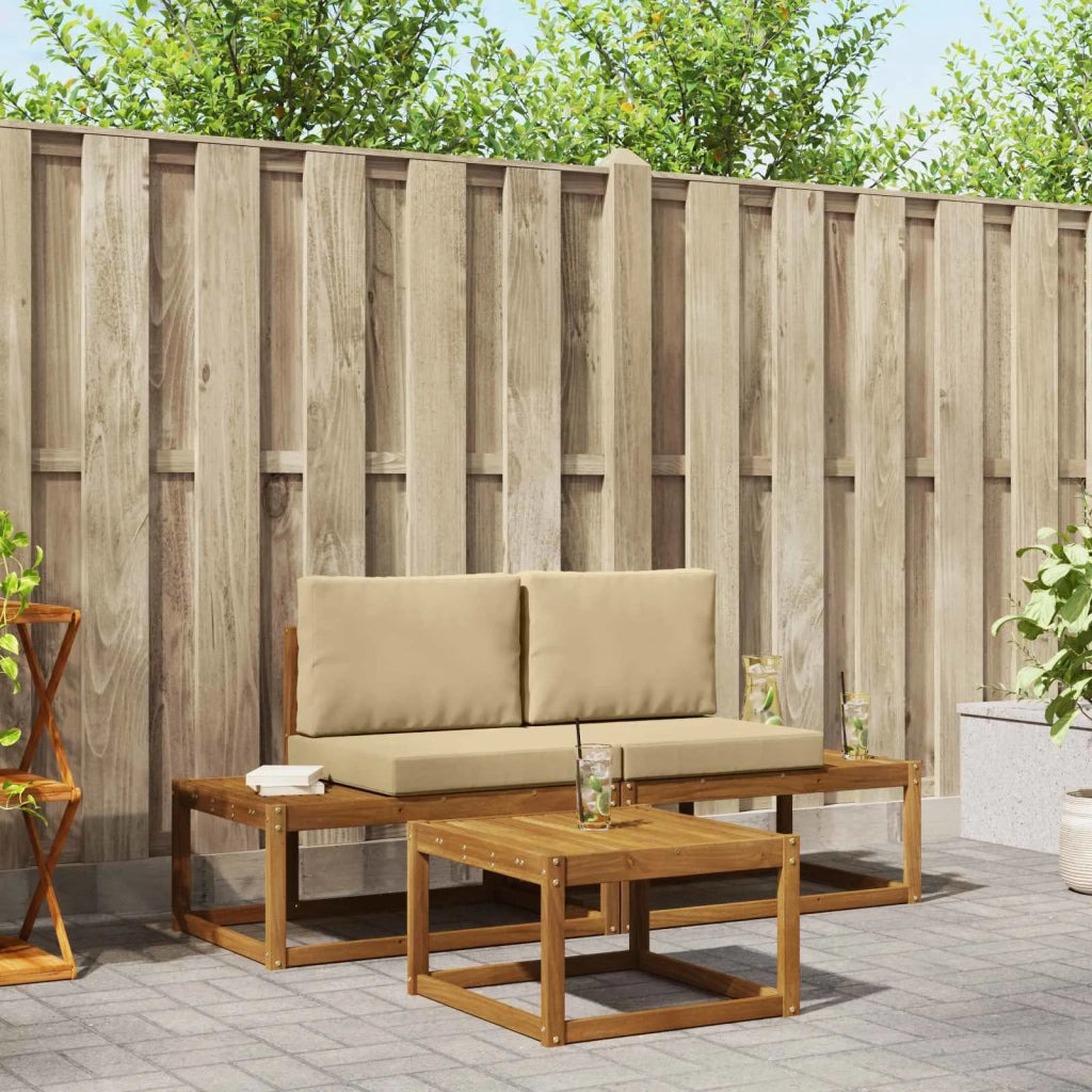 Set di divani da esterno con cuscino 3 pcs Naturale