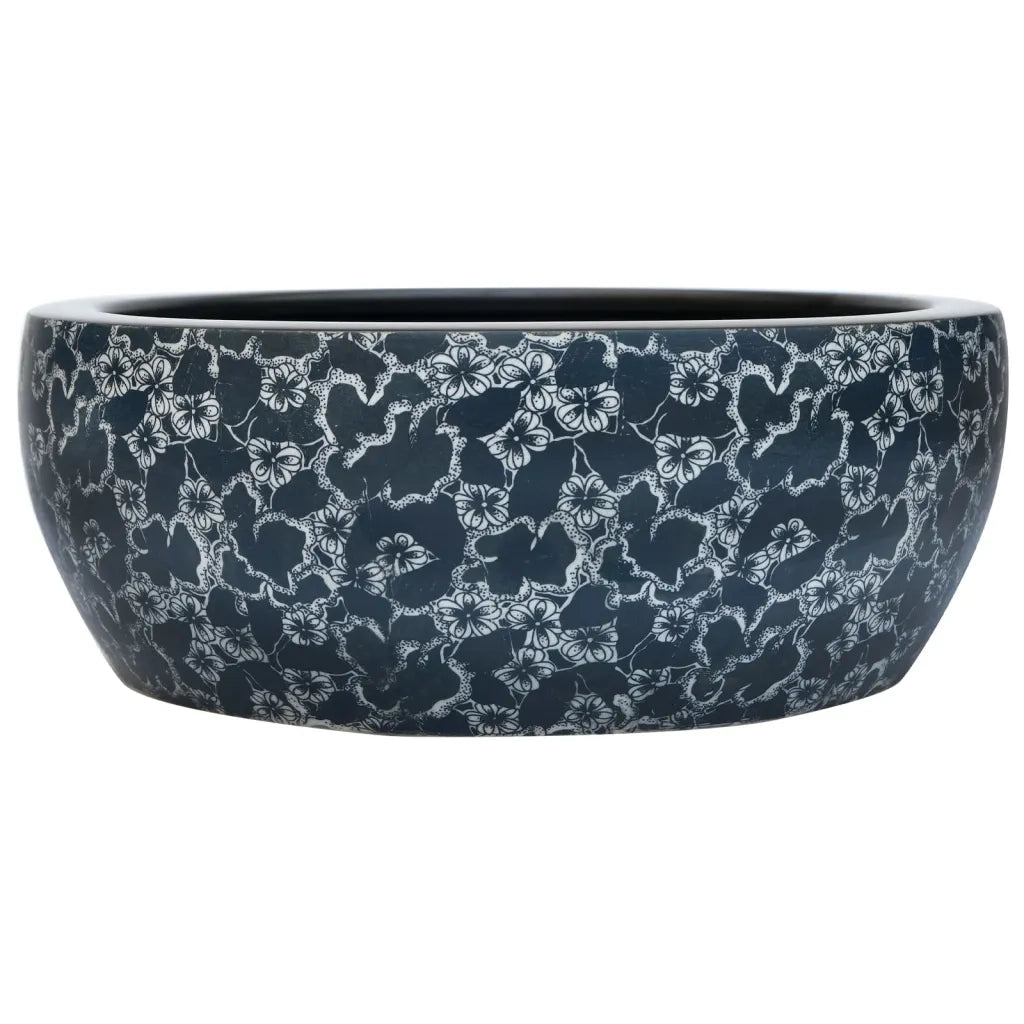 Lavabo da Appoggio Nero e Blu Rotondo ¦µ41x14 cm Ceramica CFW5098881