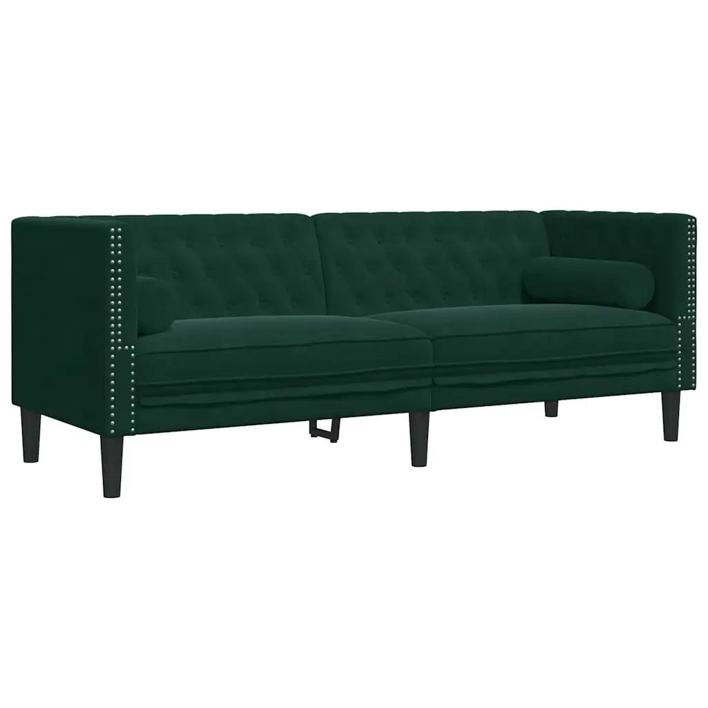 Set Divani Chesterfield 3pz con Cuscini Verde Scuro Velluto 3209283