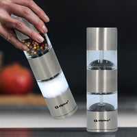 Macinapepe e Sale Spezie Acciaio Inossidabile 2 Scomparti Argento Lame Affilate