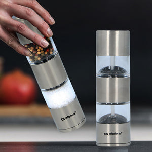 Macinapepe e Sale Spezie Acciaio Inossidabile 2 Scomparti Argento Lame Affilate