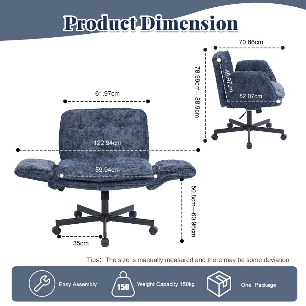 Sedia da Ufficio Girevole ¨C MINIMAL ¨C Braccioli Pieghevoli, Altezza Regolabile, Blu