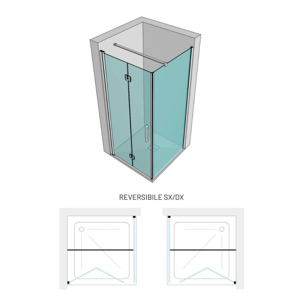 Lato fisso per porta pieghevole edera lf110t 6 millimetri chrome ix box shower *** misure 77-80xh195 cm trasparente, ...