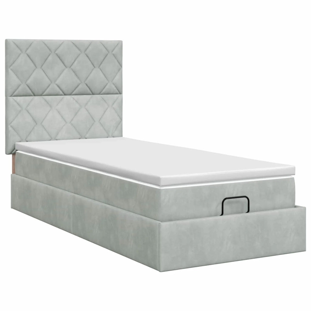 Letto ottomano con materasso Grigio Chiaro 100 x 200 cm Velluto 3457773