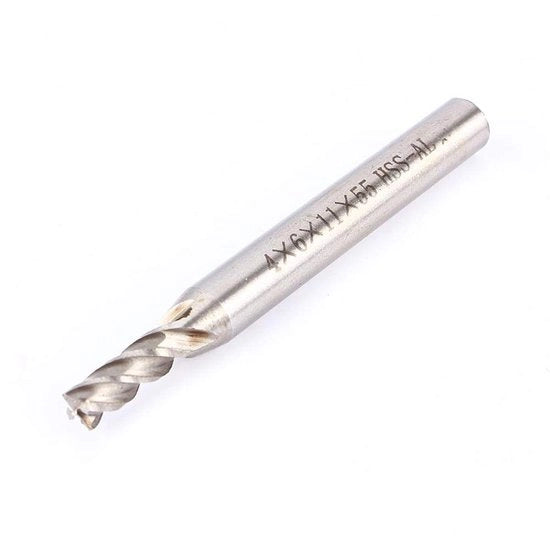 Frees HSS 4 mm - CNC Cilindro - Diametro di taglio 4 mm - Lunghezza totale 55 mm - Resistente all'usura - Adatto per Alluminio/Leghe di ghisa - Frees