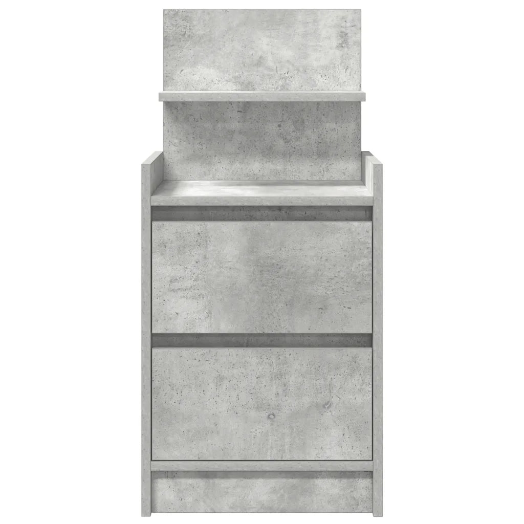 Comodino con 2 Cassetti-Tavolino da notte Grigio Cemento 38x34x80 cm
