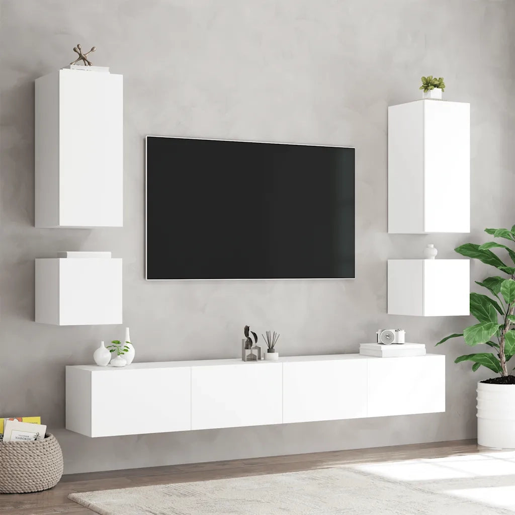 Mobile TV a Parete con Luci LED Bianco 100x35x41 cm