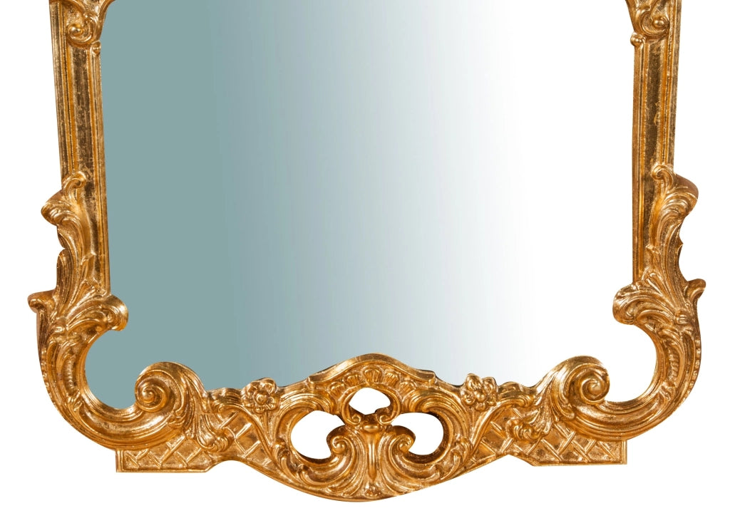 Biscottini Specchiera da parete in legno finitura foglia oro anticato L62xPR6xH100 cm Made in Italy