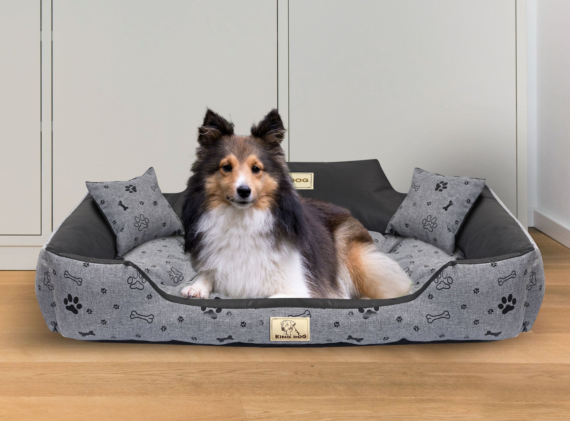 AIO FACTORY 100x75 cm KINGDOG Cuccia per cani impermeabile personalizzabile Ossa nere