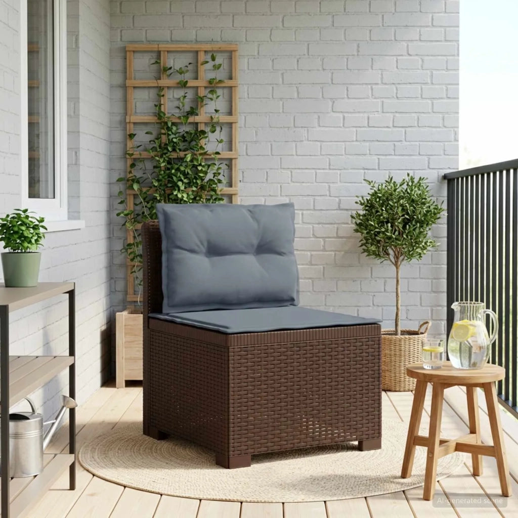 Divano da Giardino a 1 Posto con Cuscini Aspetto Rattan PP 8011803