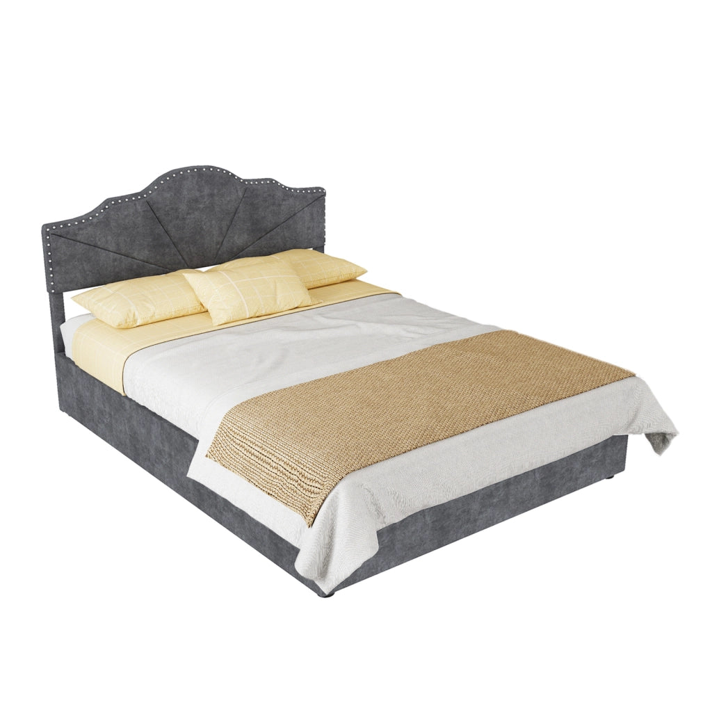 letto moderno in tessuto e metallo grigio 140 x 200 cm
