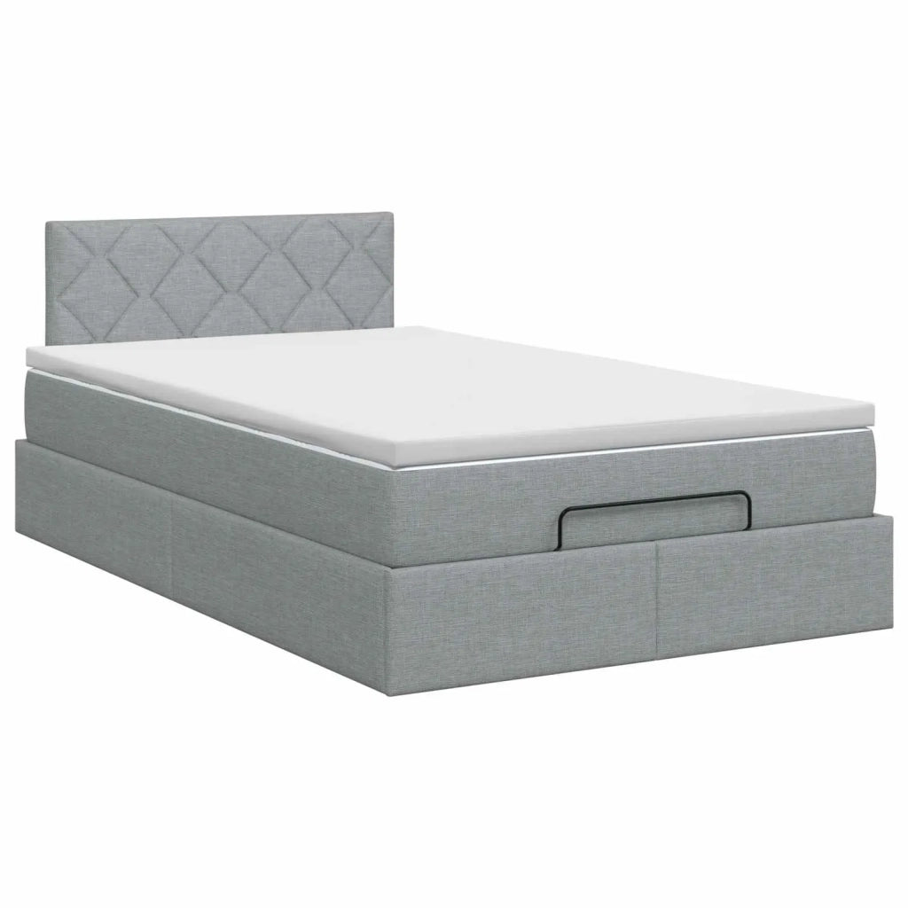 Letto ottomano con materasso Grigio Chiaro 120 x 190 cm Tessuto 3456392