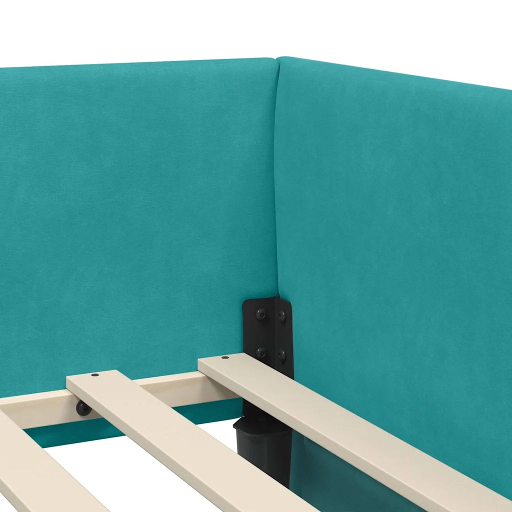Cornice del letto ad angolo Turchese 80 cm x 200 cm Velluto 42016069