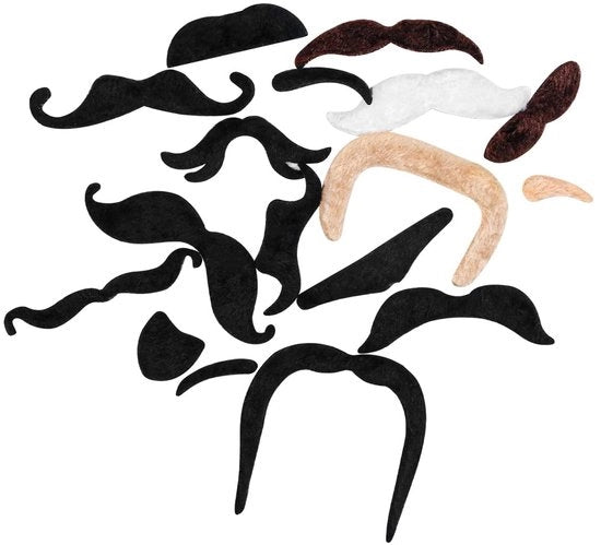 Finte Barbe 48 pezzi - Barba Finta - Plush - Autoadesivo - Materiale Amichevole con l'ambiente - Finta Barba