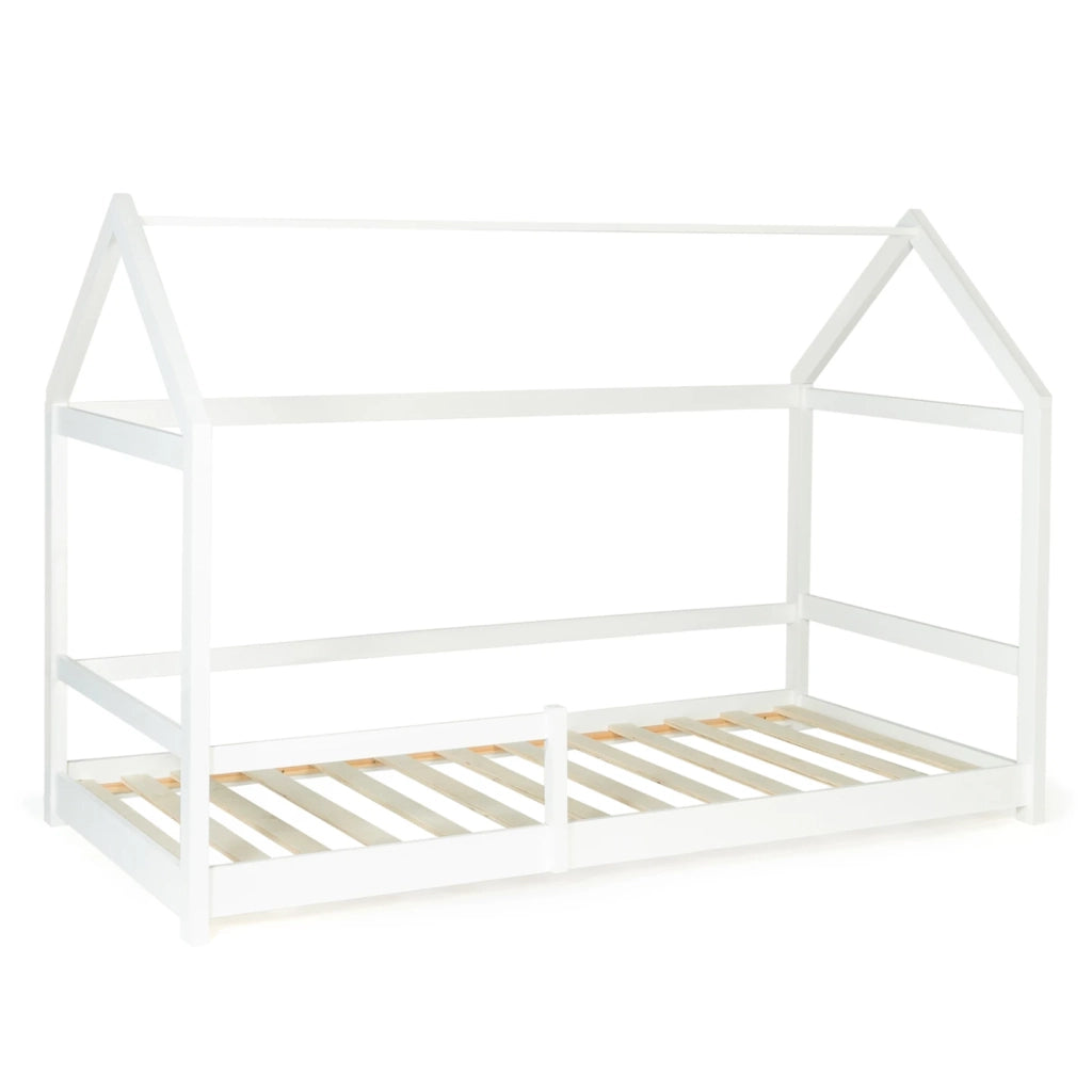 IDMarket - Letto a capanna per bambini NESSI 90 x 190 cm, bianco, con rete a doghe e sponde