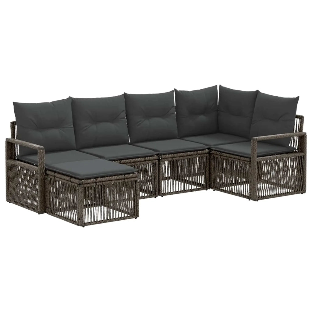 Set Divano da Giardino 6 pcs Grigio polyrattan 3435779