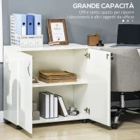 Vinsetto Armadietto per Documenti con Serratura, Armadio da Ufficio con 2 Ante e 2 Ripiani, Mobiletto Multiuso Portaoggetti con Maniglia in Lega di Alluminio, per Casa Ufficio, 80x40x80 cm, Bianco