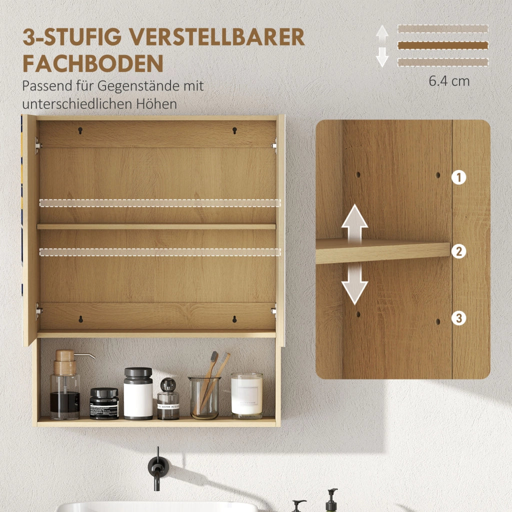 Armadietto Bagno con Specchio e Ripiani ¨C Zephmum ¨C Rovere 60x30x30