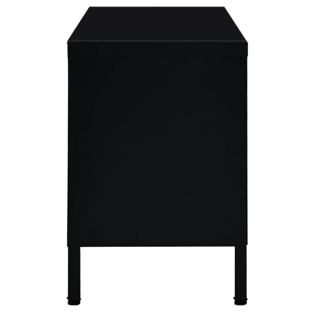 Mobile TV Nero 90x30x44 cm in Acciaio e Vetro 336055
