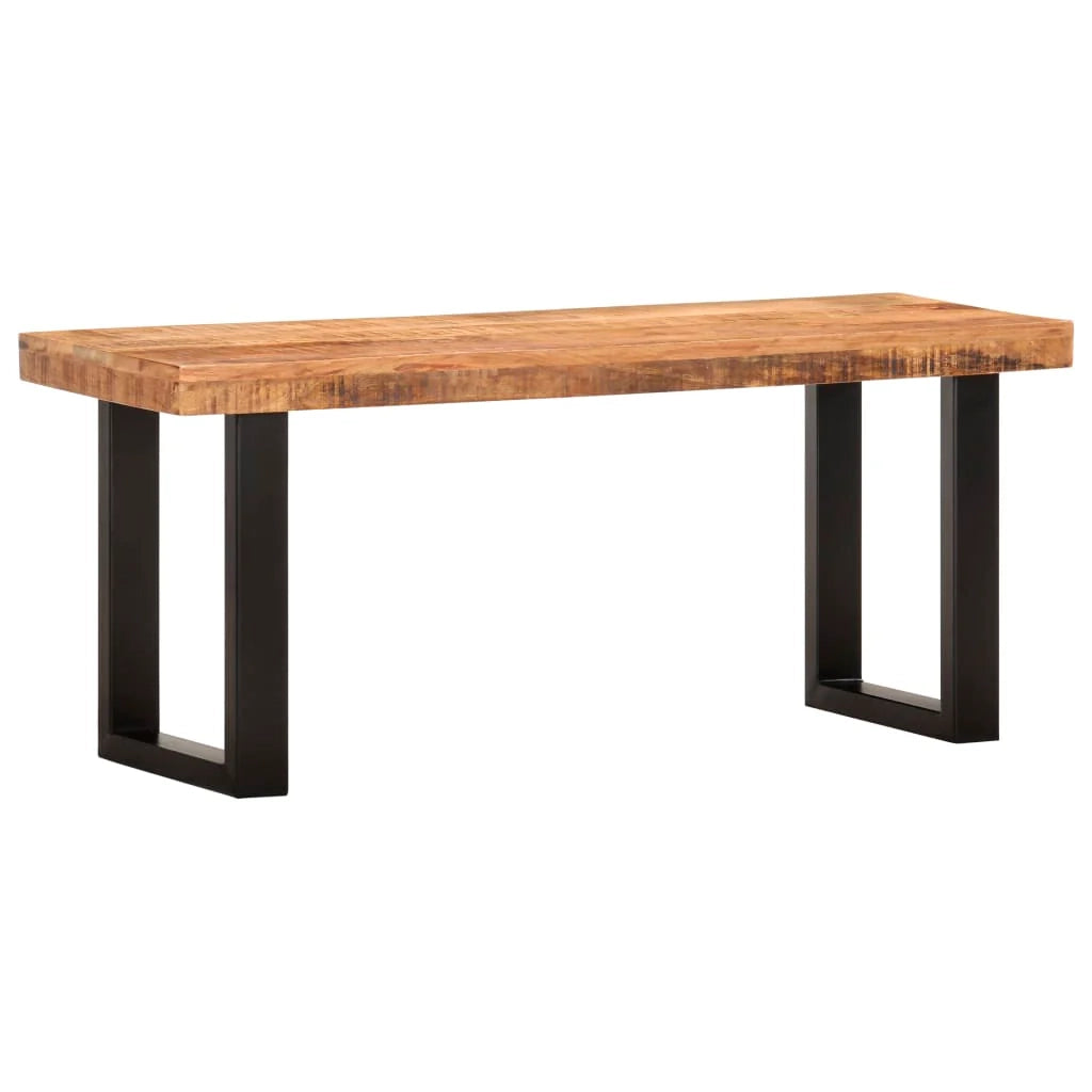 Panca 110 x 35 x 46 cm legno massello di mango grezzo e acciaio 02_0010929