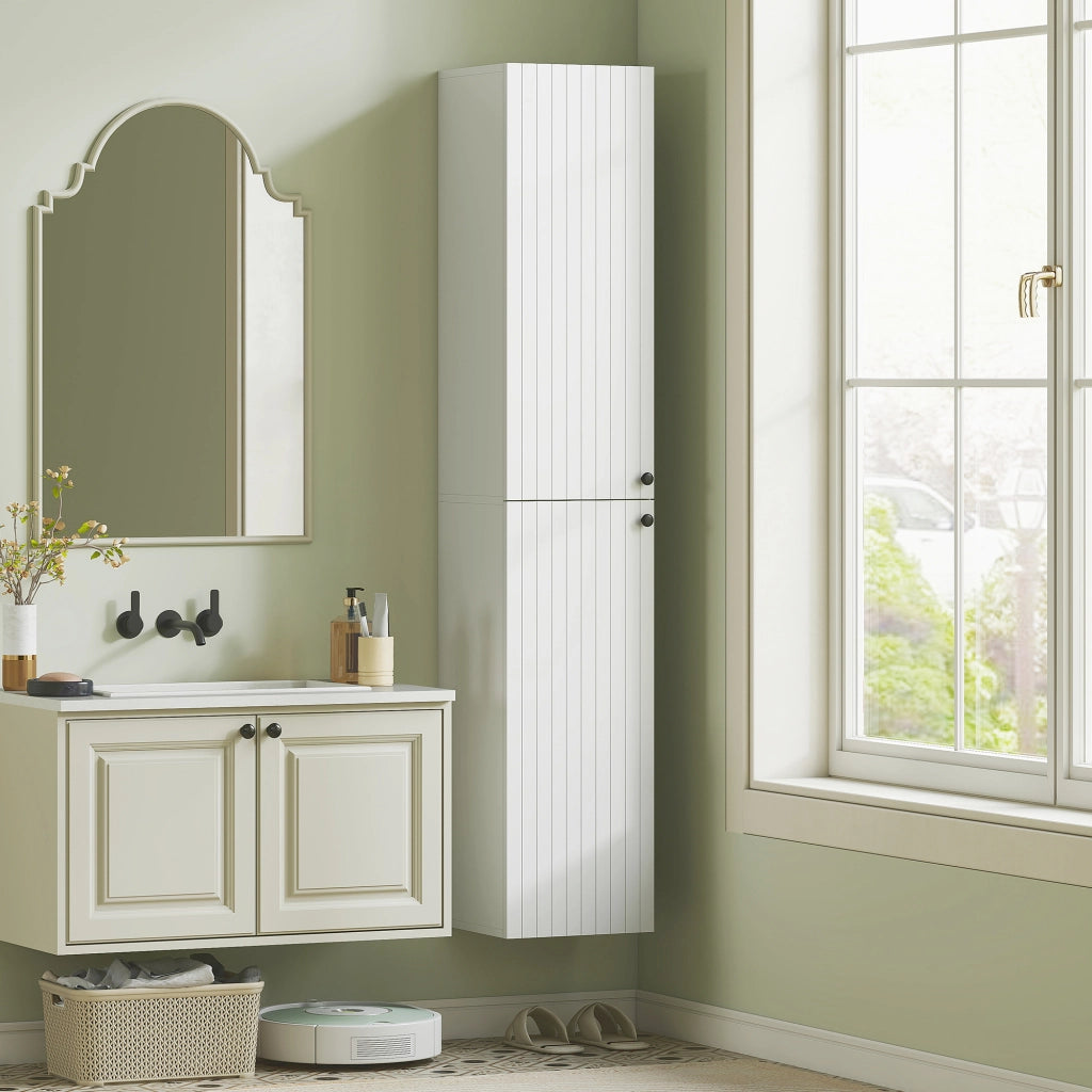 Armadietto da Bagno ¨C Zephmum ¨C Bianco 6 Ripiani MDF