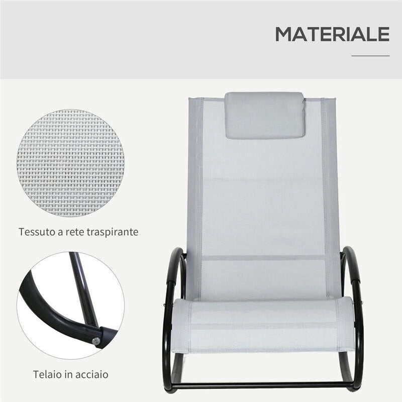 SEDIA A DONDOLO DA GIARDINO ZERO GRAVITY ERGONOMICA CON CUSCINO E TESSUTO TRASPIRANTE