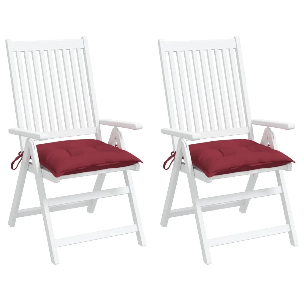 Cuscini per Sedia 2 pz Rosso Vino 40x40x7 cm in Tessuto Oxford 361477