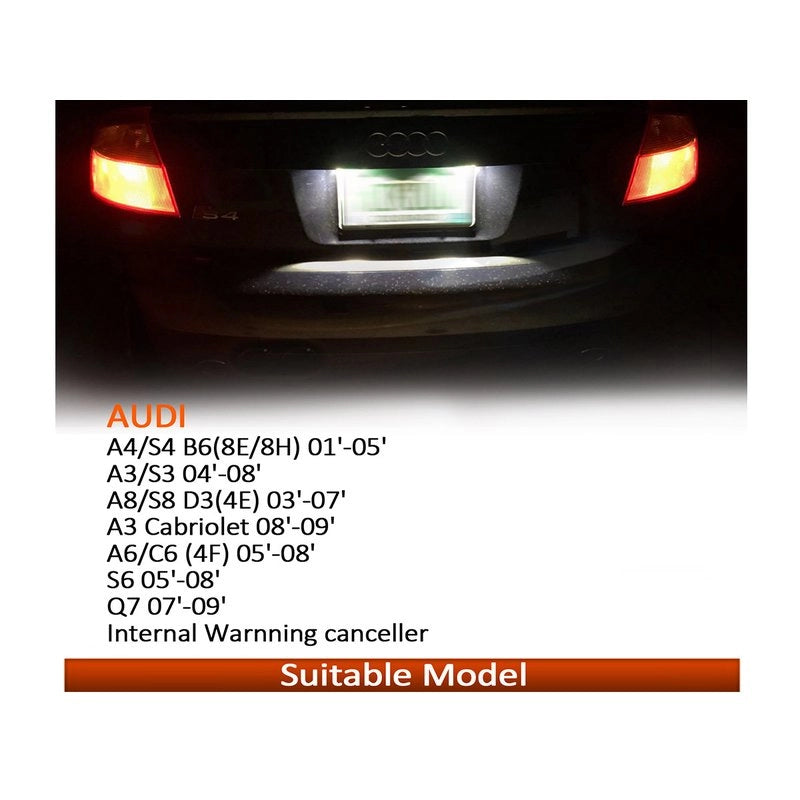 Kit Luci Targa Led Audi Q7 A4 A3 A8 A6 S6 Canbus 6000K 10W 12V IP67