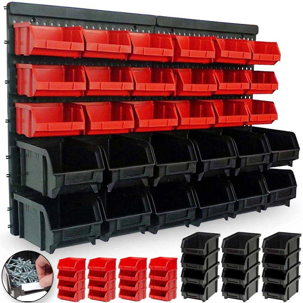 Pannello Portautensili da Parete con 32 Box Contenitori Officina Garage