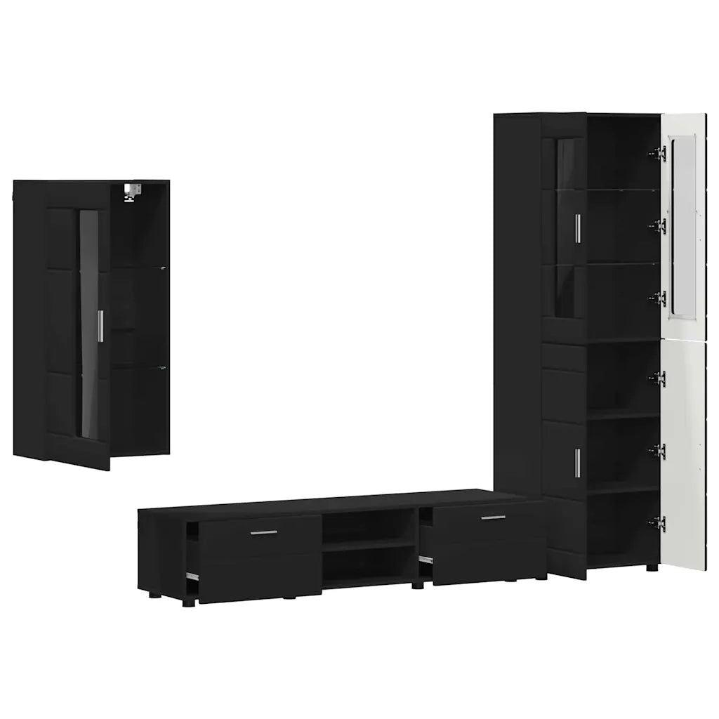 Set mobile TV con cassetto FLORIN 3 pcs Nero Legno multistrato