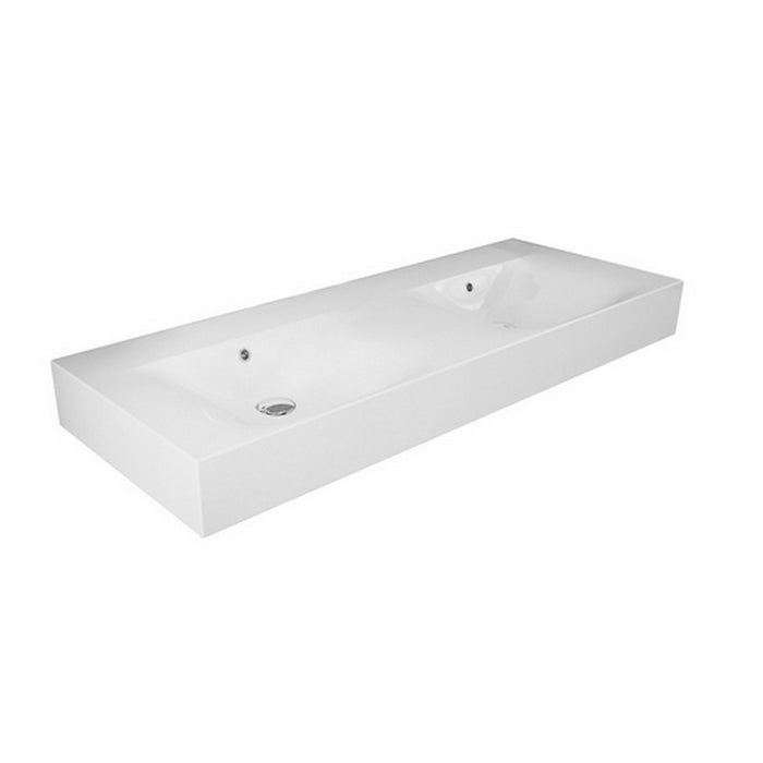 Doppio lavabo sospeso L120 cm serie Des senza foro per rubinetto