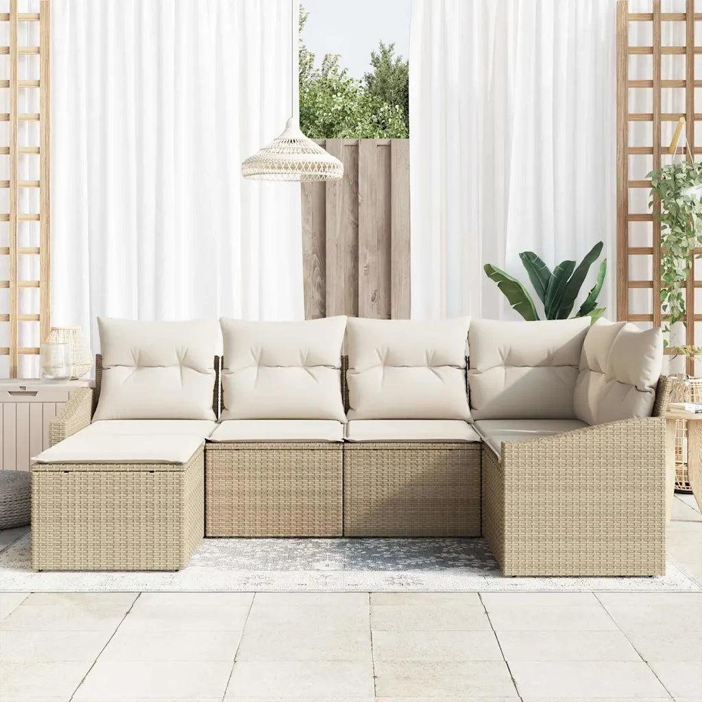 Set di divani con cuscino 6 pcs Beige polyrattan