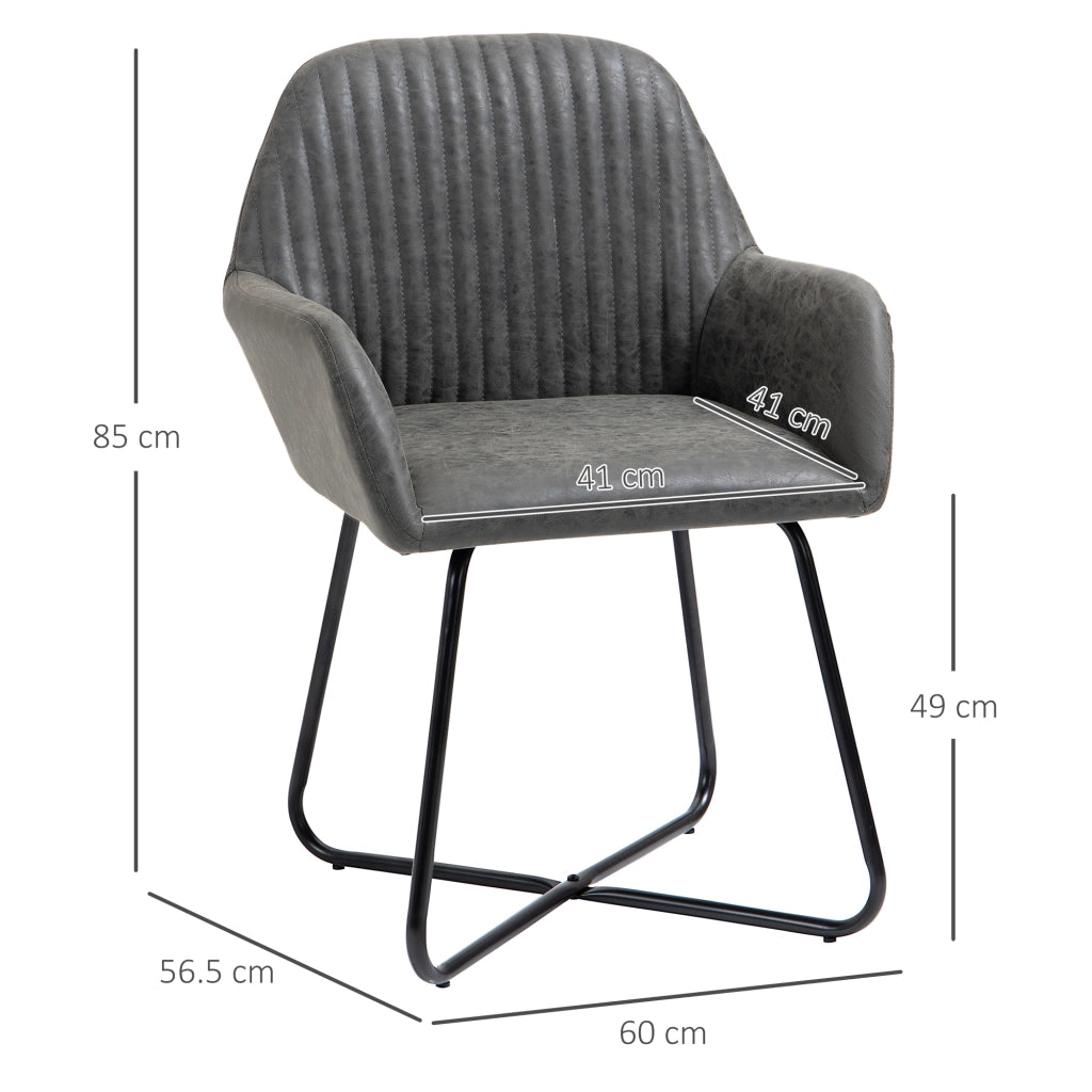 Set 2 Sedie Imbottite in Similpelle Grigia per Pranzo ¨C zephmum ¨C 60x56.5x85