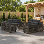 Set Divano da Giardino 13 pz Grigio e Grigio Scuro polyrattan 3435371