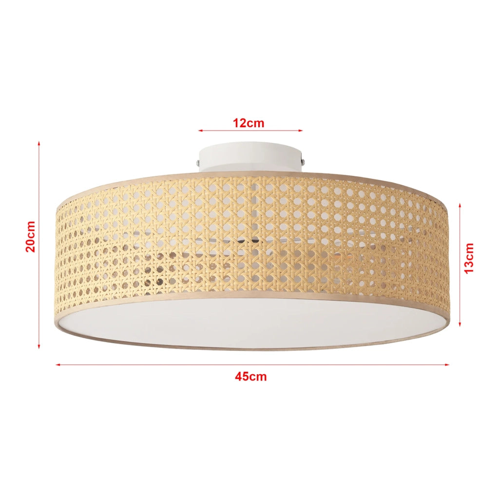 Lampada da soffitto con 3 attacchi E27 effetto rattan bianco 03_0010265
