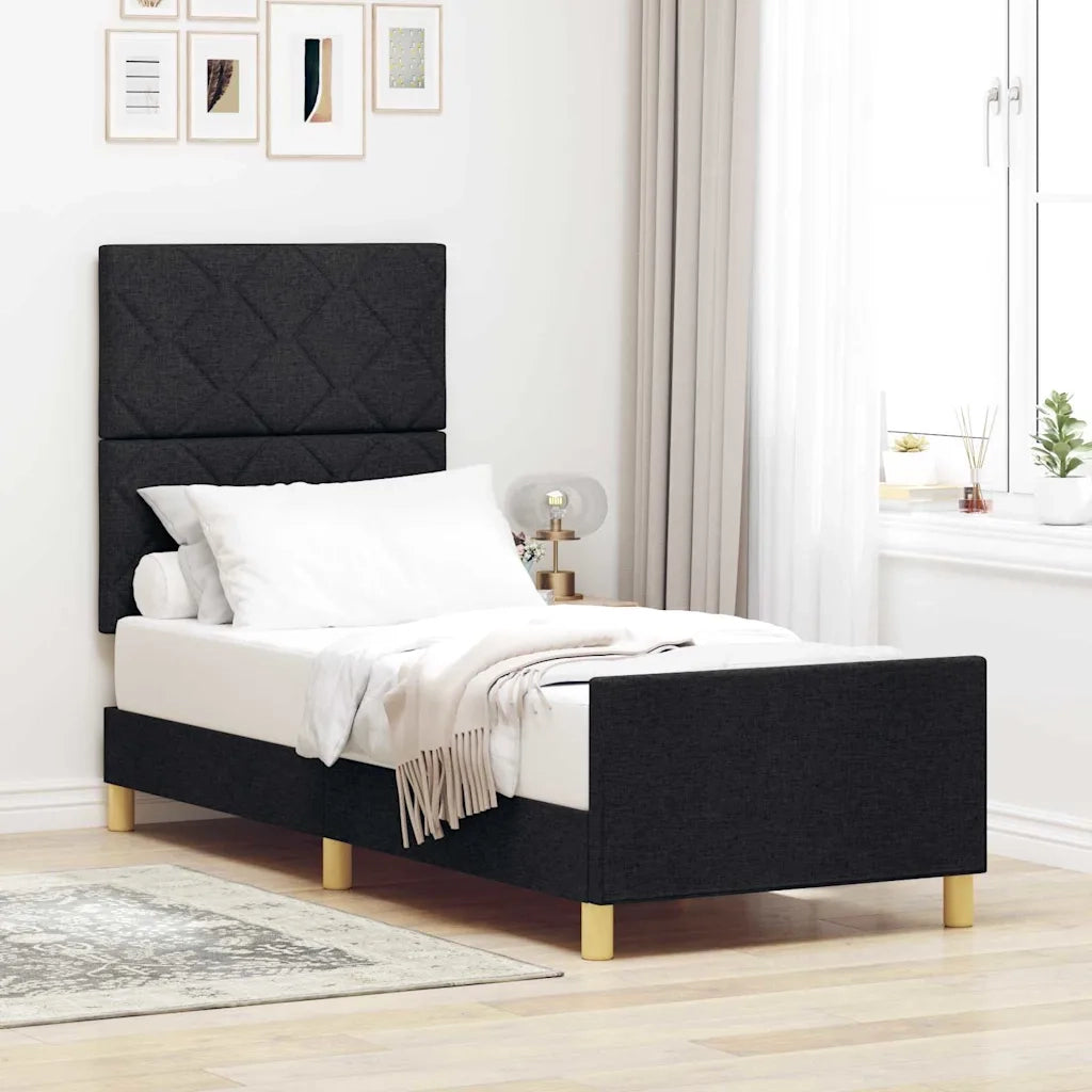 Struttura del letto con testiera Nero 80 x 200 cm Tessuto
