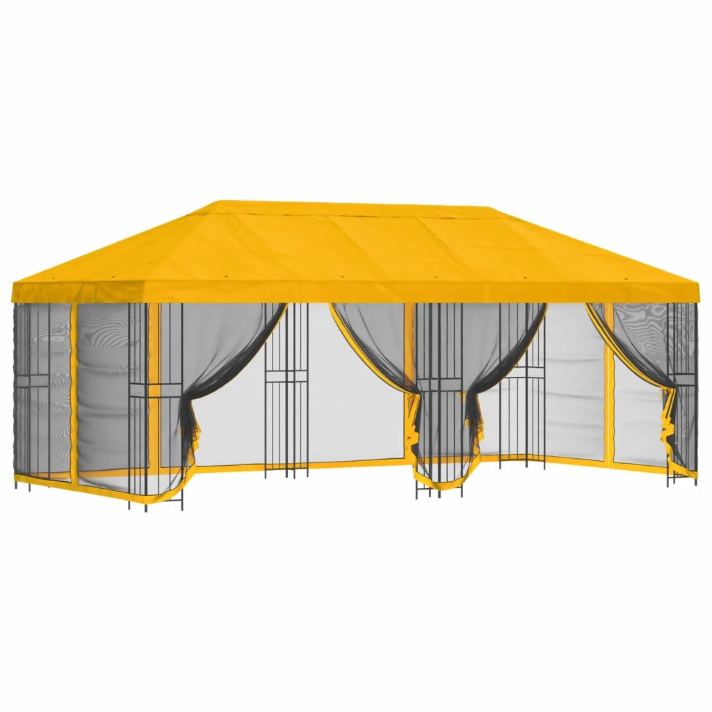 Gazebo con pareti laterali 6 x 3 m Giallo Poliestere e Acciaio 3376001