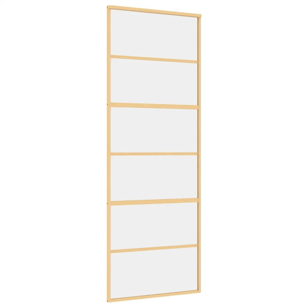 Porta Scorrevole Dorata 76x205 Vetro Trasparente ESG Alluminio 155160