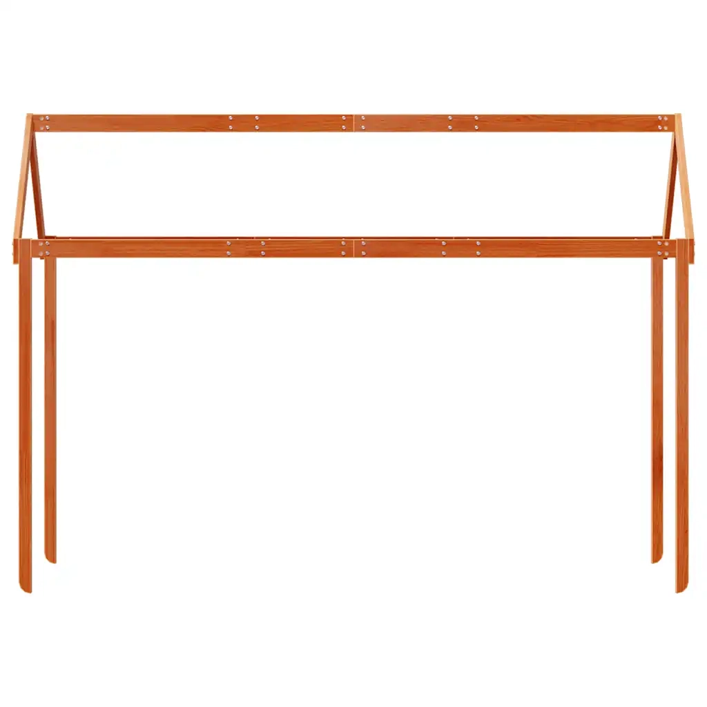 Tetto Letto Bambini Marrone Cera 207x80,5x151,5cm Massello Pino